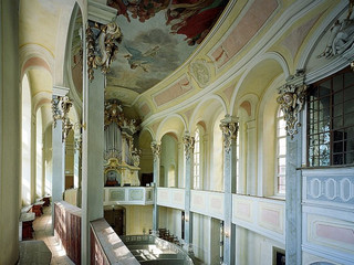 View of the interior of the Protestant-Lutheran Castle Chapel at Weesenstein